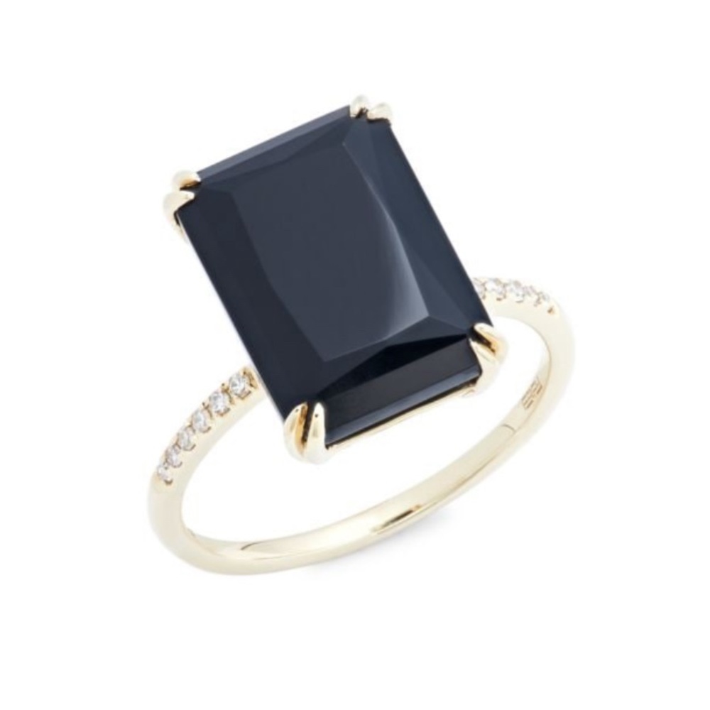 $1,595 New Authentic EFFY 14K Yellow Gold, Onyx & Diamond Ring size 7 - Picture 3 of 17